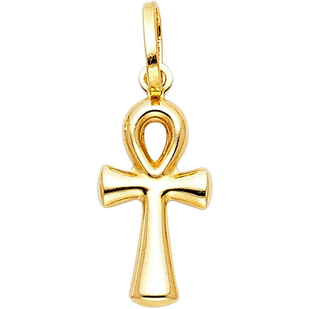 Solid Gold 0.5 grams 14KY Ankh Cross Religious Pendant Yellow